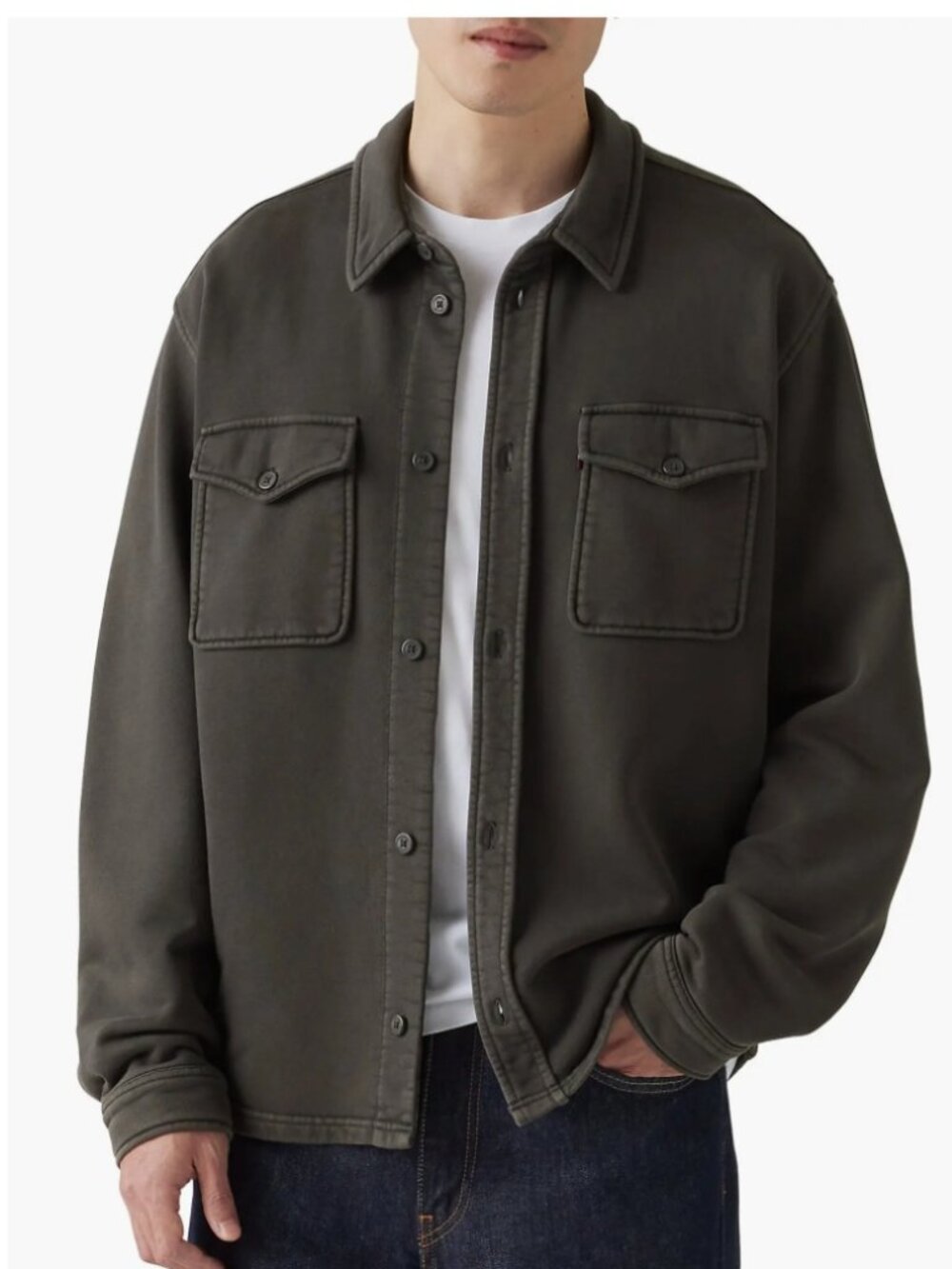 Levi's Men's Bayview 100% Cotton Gray Long Sleeve Button Down Overshirt Med